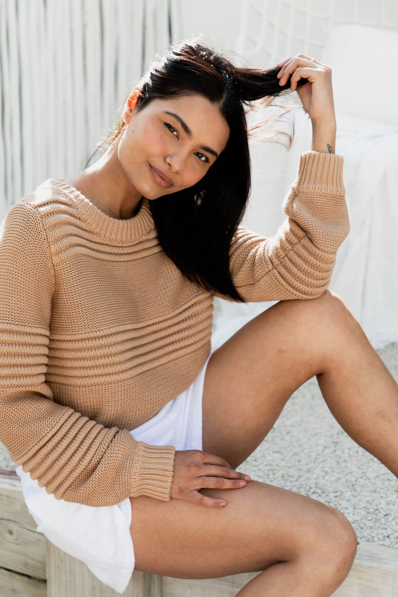 Arlo Chunky Sweater - Tan - The Self Styler