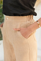 Jude Wide-Leg Linen Pant - Taupe - The Self Styler