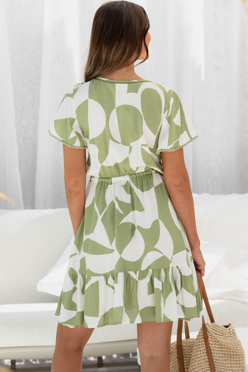 Capri Mini Dress - Green Abstract - The Self Styler
