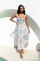 Amelia Midi Dress - Blue Floral - The Self Styler