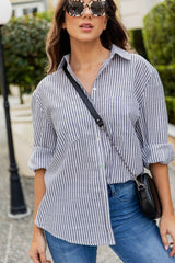Aries Cotton Stripe Shirt - Charcoal Grey - The Self Styler