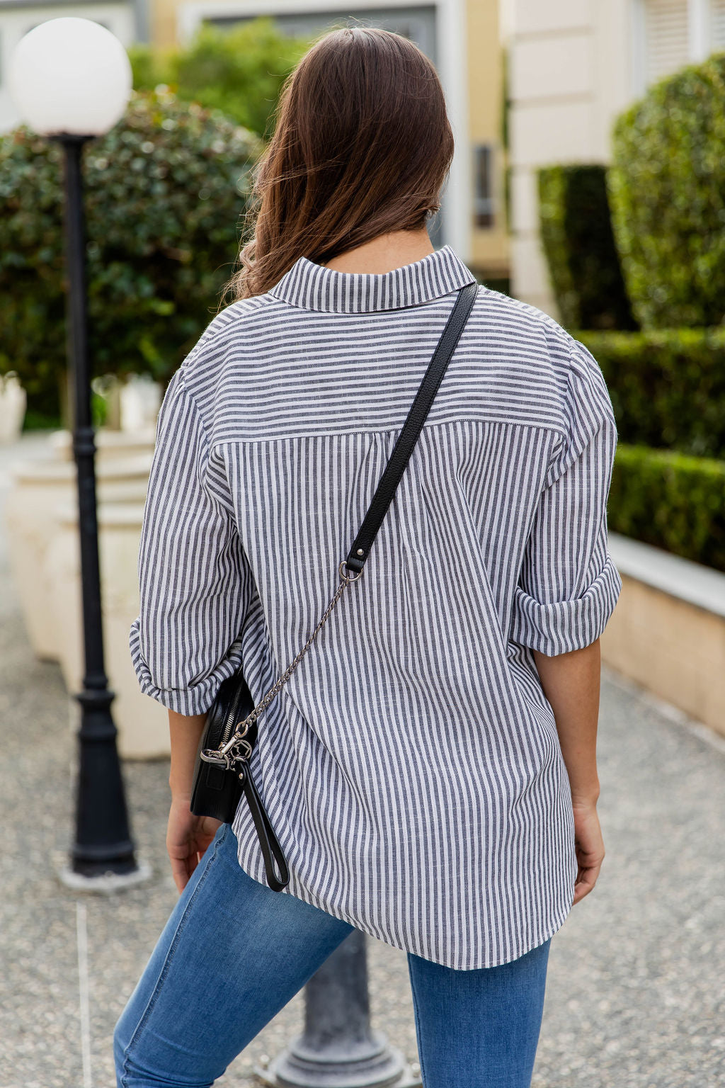 Aries monogram-pattern Striped Cotton Shirt - White