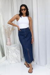 Alfie Denim Maxi Skirt - Dark Wash - The Self Styler