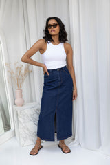 Alfie Denim Maxi Skirt - Dark Wash - The Self Styler