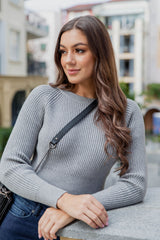 Hayden Crop Knit - Grey - The Self Styler