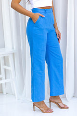 Camille Tailored Linen Pant - Blue - The Self Styler