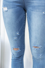 Kylie Distressed Denim High-Rise Skinny Leg Jeans - Light Wash - The Self Styler