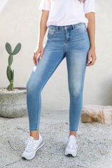 Khloe High-Rise Skinny Leg Denim Jeans - Blue Wash - The Self Styler