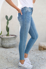 Khloe High-Rise Skinny Leg Denim Jeans - Blue Wash - The Self Styler