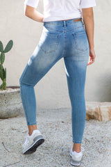 Khloe High-Rise Skinny Leg Denim Jeans - Blue Wash - The Self Styler