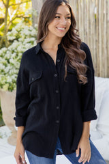 Vacay Relaxed-Fit Cotton Shirt - Black - The Self Styler