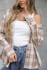 Lennox Plaid Shirt - Natural and Chocolate
