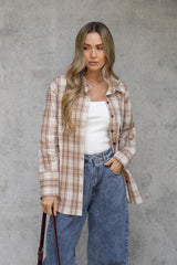 Lennox Plaid Shirt - Natural and Chocolate