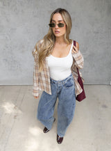 Lennox Plaid Shirt - Natural and Chocolate