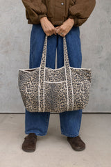 Lola Cotton Tote Bag - Leopard Print