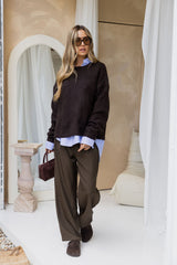 Xavier Barrel Leg Pants - Chocolate Olive