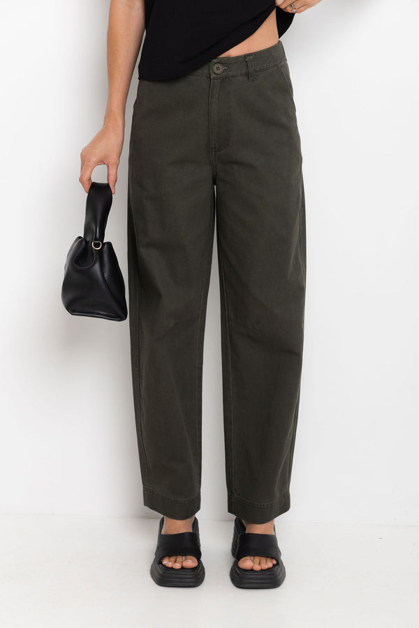 Micah Barrel Leg Pants - Olive