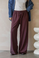Nixon Stripe Wide-Leg Pants - Plum