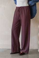 Nixon Stripe Wide-Leg Pants - Plum