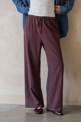 Nixon Stripe Wide-Leg Pants - Plum