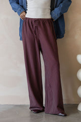 Nixon Stripe Wide-Leg Pants - Plum