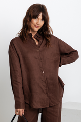 Archie Relaxed-Fit Linen Shirt - Chocolate - The Self Styler