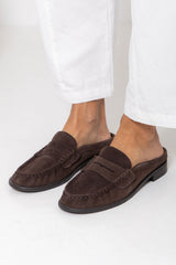 Parker Loafer Mule - Chocolate Brown Suede