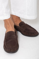 Parker Loafer Mule - Chocolate Brown Suede