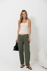 Phoenix Barrel Denim Jeans - Olive