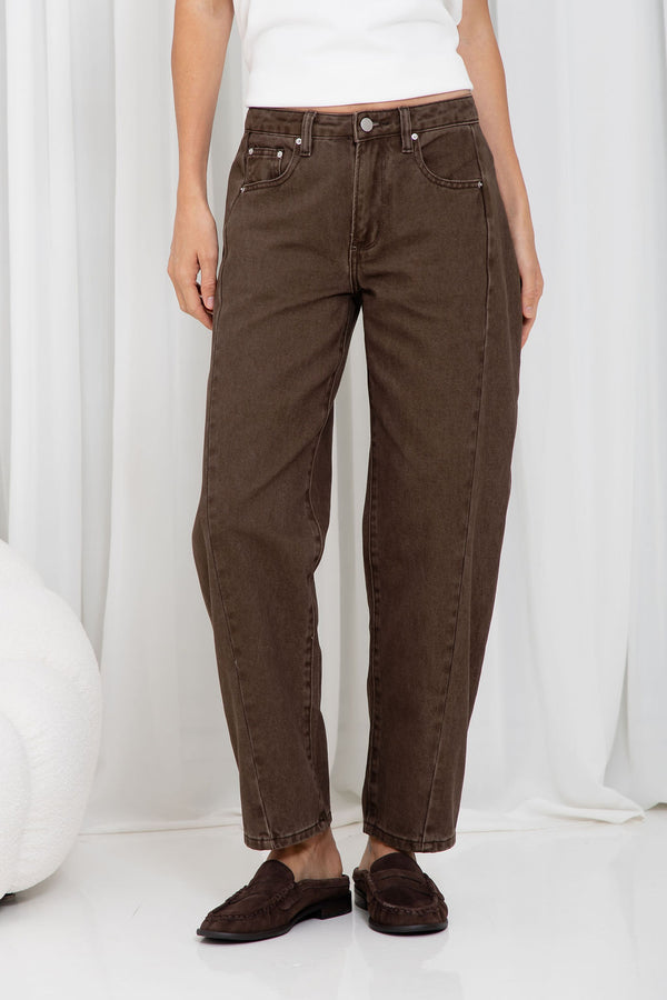 Phoenix Barrel Denim Jeans - Chocolate