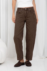 Phoenix Barrel Denim Jeans - Chocolate