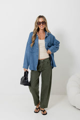 Phoenix Barrel Denim Jeans - Olive