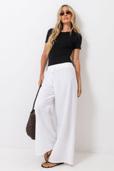 Tully Wide-Leg Cotton Linen Pants - White