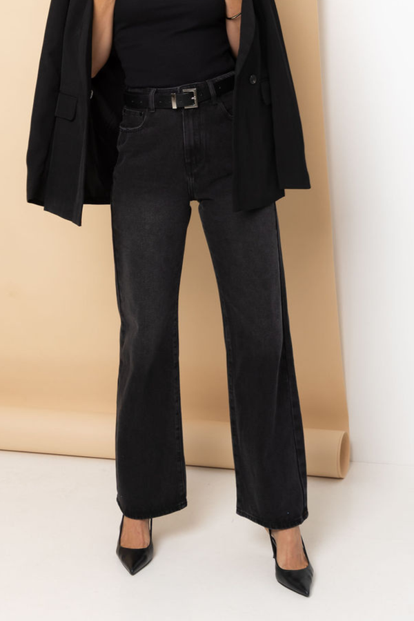Dakota Straight-Leg Denim Jeans - Black Wash - The Self Styler Exclusive