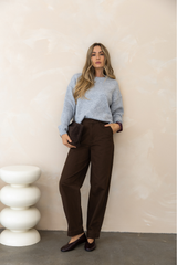 Micah Barrel Leg Pants - Chocolate