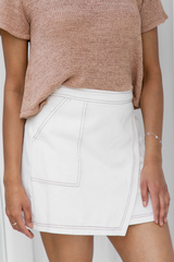 Alana Denim Mini Skirt - White - The Self Styler