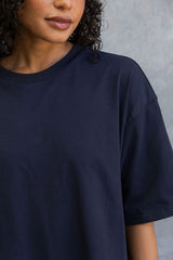 Quinn Relaxed-Fit Side Split Tee - Navy