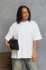 Quinn Relaxed-Fit Side Split Tee - White