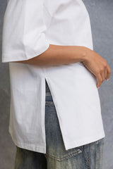 Quinn Relaxed-Fit Side Split Tee - White