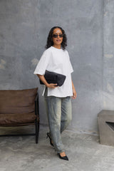 Quinn Relaxed-Fit Side Split Tee - White