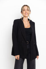 Raffa Double-Breasted Blazer - Black