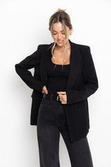 Raffa Double-Breasted Blazer - Black