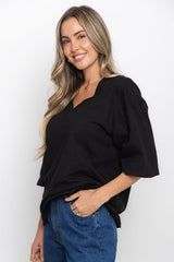 Rhodes Relaxed-Fit V Neck Tee - Black