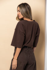 Rhodes Relaxed-Fit V Neck Tee - Chocolate