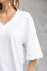 Rhodes Relaxed-Fit V Neck Tee - White