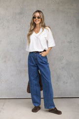 Bodhi Barrel Denim Jeans - Mid Blue Wash