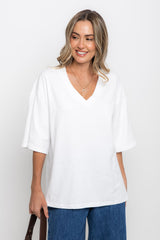 Rhodes Relaxed-Fit V Neck Tee - White