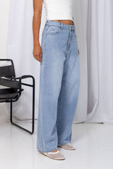 River Wide-Leg Denim Jeans - Light Blue Wash