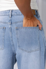 River Wide-Leg Denim Jeans - Light Blue Wash