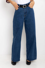 River Wide-Leg Denim Jeans - Mid Blue Wash